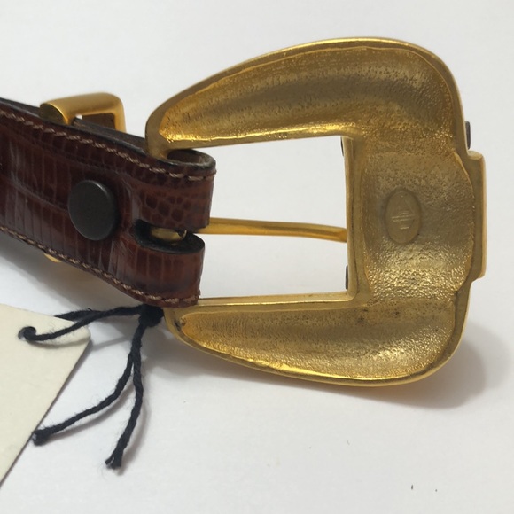 Judith Jack Brown and Gold Calfskin Leather and Marcasite Belt size Small main image 9